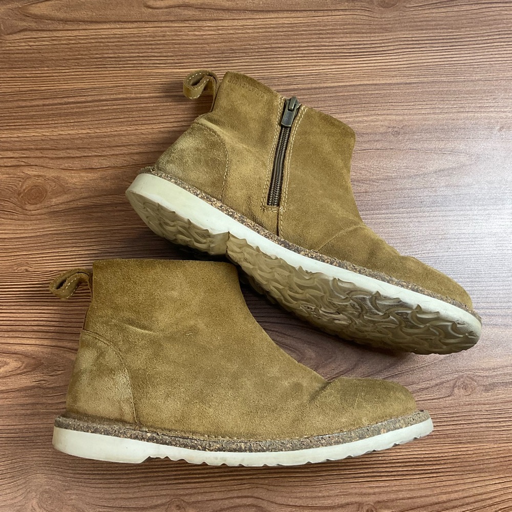 Birkenstock Suede Ankle Boots Plaid Lined Side Zip Women’s size 37